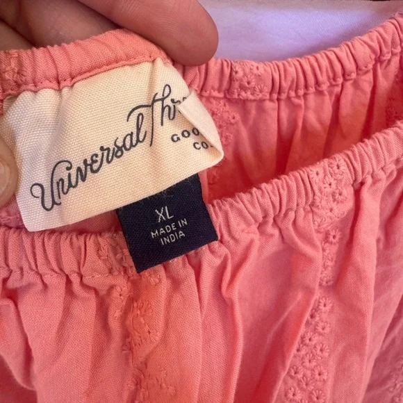 Universal Thread Peach Tiered Midi Dress with Puff Sleeves and pockets - Picture 5 of 10